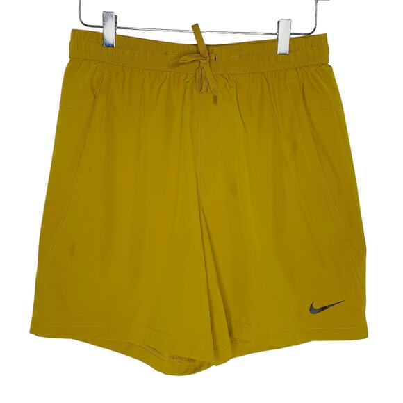 Nike S Form Mens Dri FIT 7" Unlined Versatile Shorts Mustard Gym Running *flaw - Picture 1 of 11